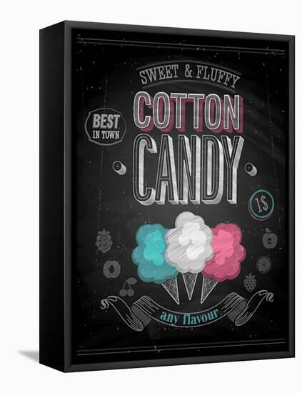 Vintage Cotton Candy Poster - Chalkboard-avean-Framed Stretched Canvas