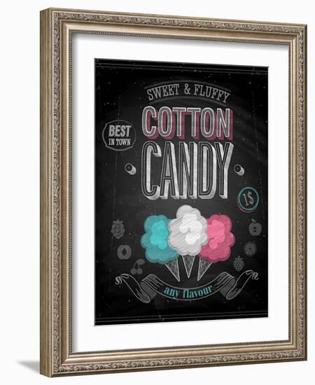 Vintage Cotton Candy Poster - Chalkboard-avean-Framed Art Print