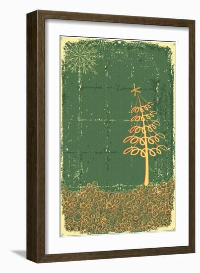 Vintage Cowboy Christmas Card with Holiday Elements and Decoration-GeraKTV-Framed Art Print