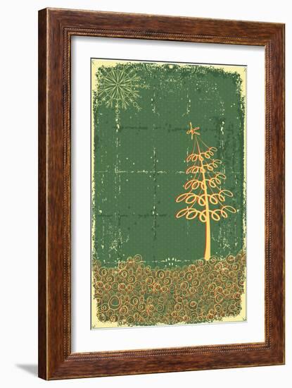 Vintage Cowboy Christmas Card with Holiday Elements and Decoration-GeraKTV-Framed Art Print