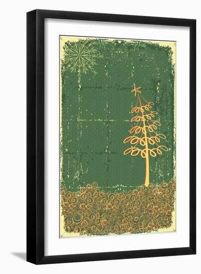 Vintage Cowboy Christmas Card with Holiday Elements and Decoration-GeraKTV-Framed Art Print