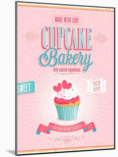 Vintage Cupcake Poster-avean-Mounted Art Print