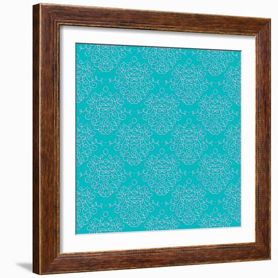 Vintage Damask Pattern Linear Background-tukkki-Framed Art Print