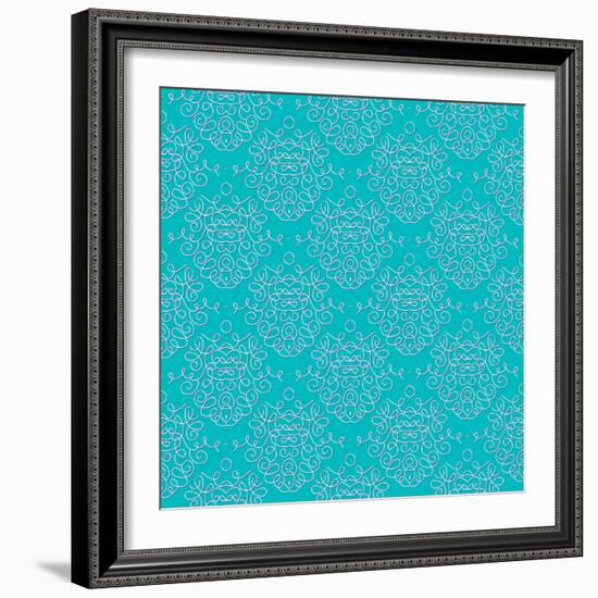 Vintage Damask Pattern Linear Background-tukkki-Framed Art Print