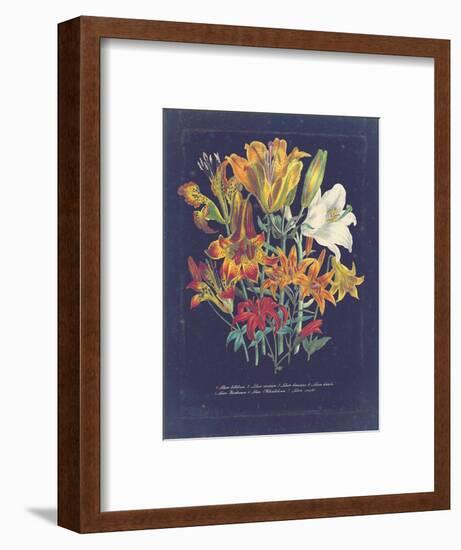 Vintage Dark Floral on Indigo I-null-Framed Art Print