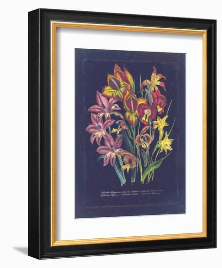 Vintage Dark Floral on Indigo II-null-Framed Premium Giclee Print