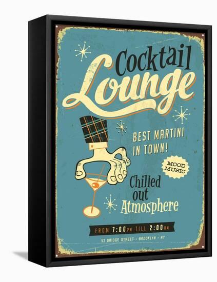 Vintage Design -  Cocktail Lounge-Real Callahan-Framed Stretched Canvas