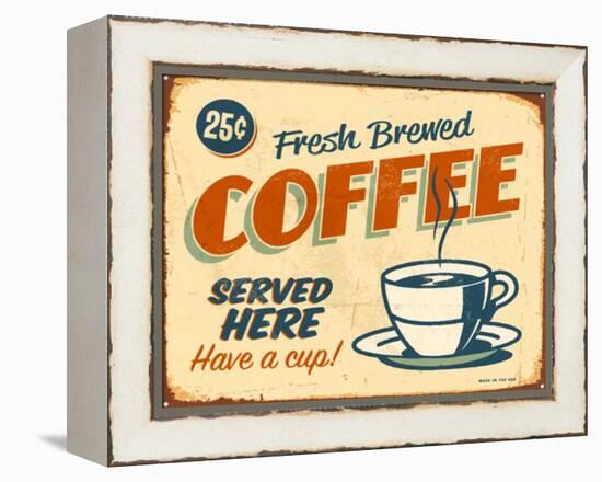 Vintage Design -  Fresh Brewed Coffee-Real Callahan-Framed Stretched Canvas