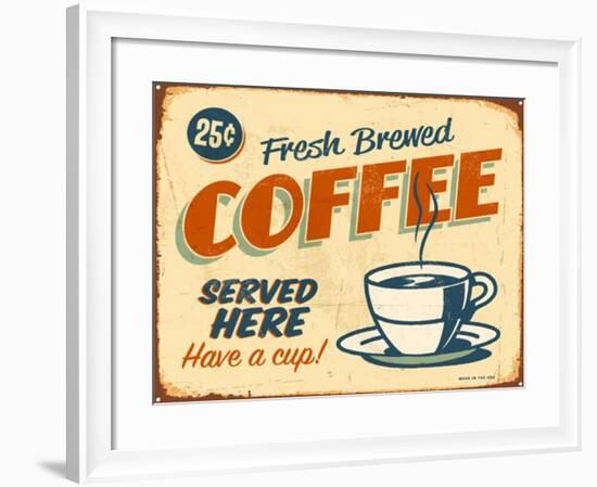 Vintage Design -  Fresh Brewed Coffee-Real Callahan-Framed Art Print