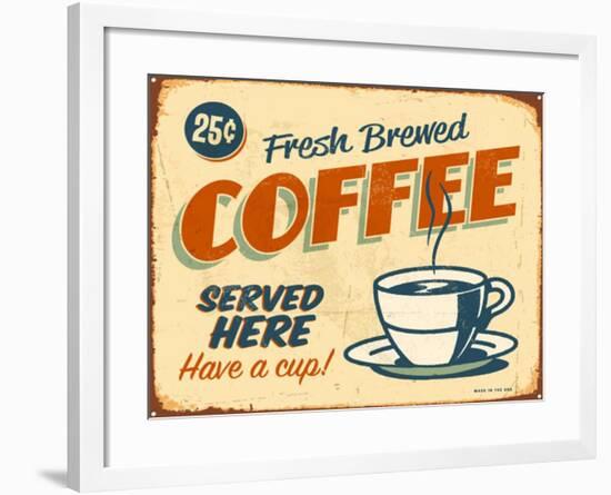 Vintage Design -  Fresh Brewed Coffee-Real Callahan-Framed Art Print