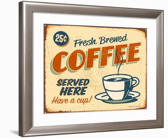 Vintage Design -  Fresh Brewed Coffee-Real Callahan-Framed Art Print