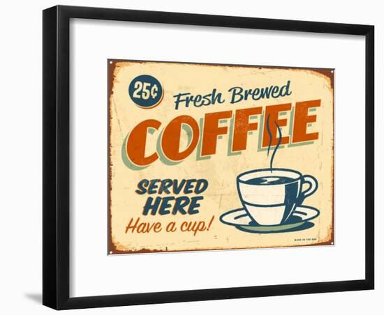 Vintage Design -  Fresh Brewed Coffee-Real Callahan-Framed Art Print