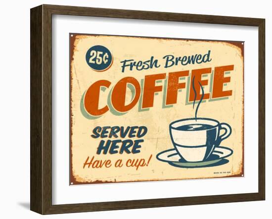 Vintage Design -  Fresh Brewed Coffee-Real Callahan-Framed Art Print