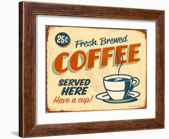 Vintage Design -  Fresh Brewed Coffee-Real Callahan-Framed Art Print