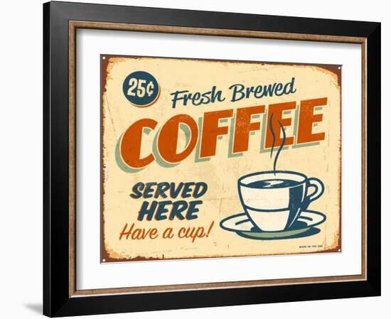 Vintage Design -  Fresh Brewed Coffee-Real Callahan-Framed Art Print