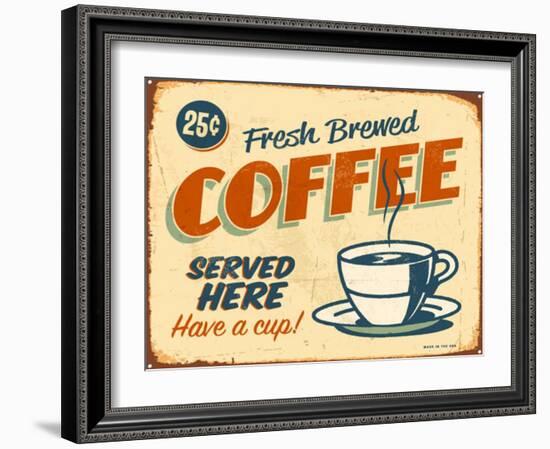 Vintage Design -  Fresh Brewed Coffee-Real Callahan-Framed Art Print