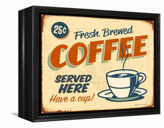 Vintage Design -  Fresh Brewed Coffee-Real Callahan-Framed Stretched Canvas