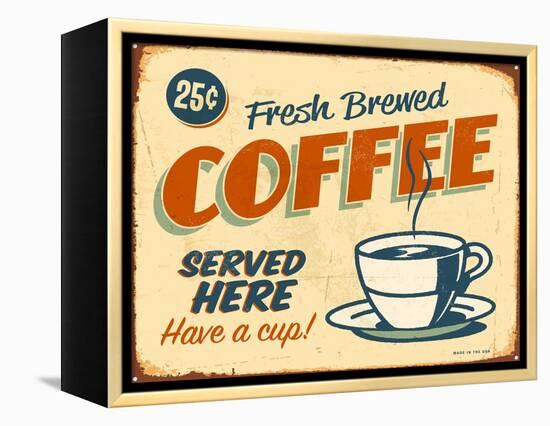 Vintage Design -  Fresh Brewed Coffee-Real Callahan-Framed Stretched Canvas