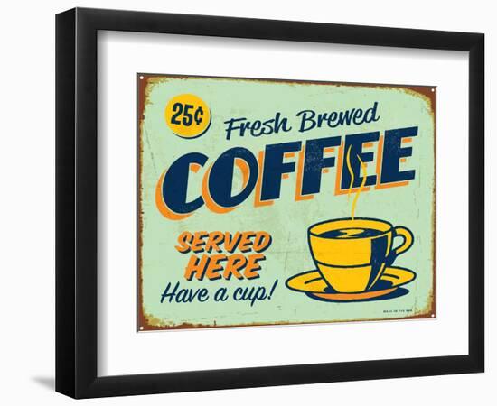 Vintage Design -  Fresh Brewed Coffee-Real Callahan-Framed Art Print