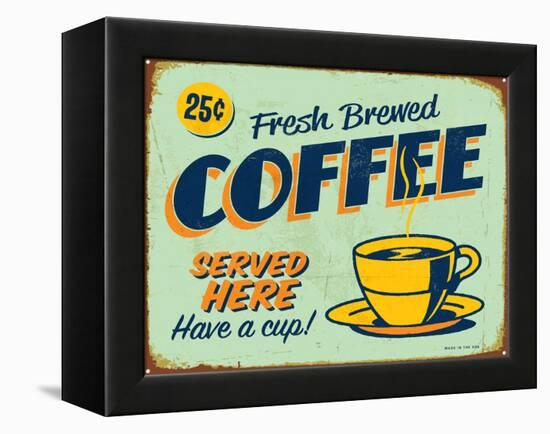 Vintage Design -  Fresh Brewed Coffee-Real Callahan-Framed Stretched Canvas