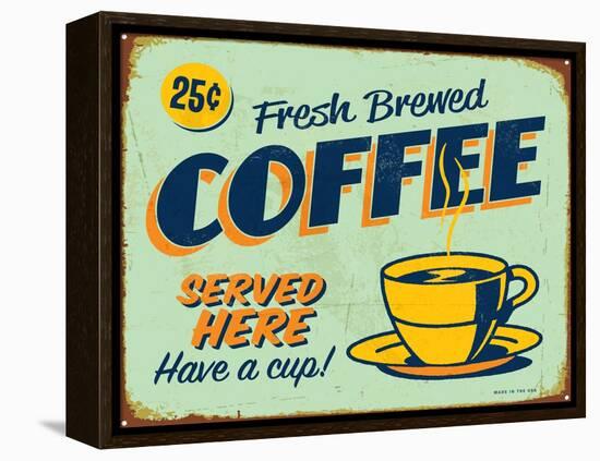 Vintage Design -  Fresh Brewed Coffee-Real Callahan-Framed Stretched Canvas