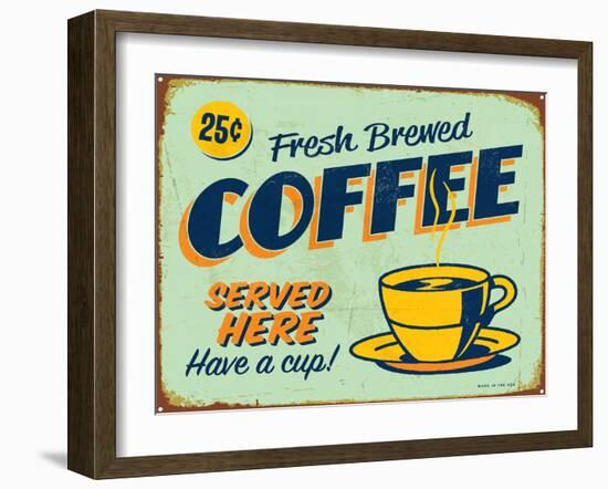 Vintage Design -  Fresh Brewed Coffee-Real Callahan-Framed Art Print