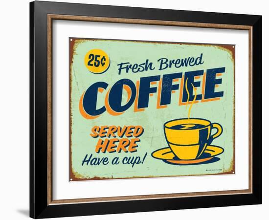 Vintage Design -  Fresh Brewed Coffee-Real Callahan-Framed Art Print