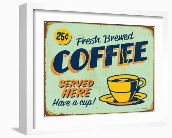 Vintage Design -  Fresh Brewed Coffee-Real Callahan-Framed Art Print