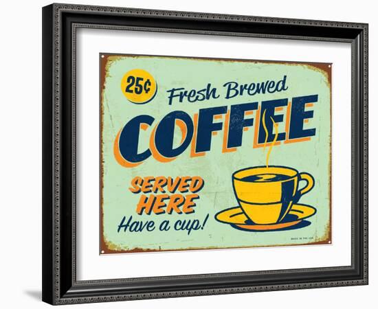 Vintage Design -  Fresh Brewed Coffee-Real Callahan-Framed Art Print