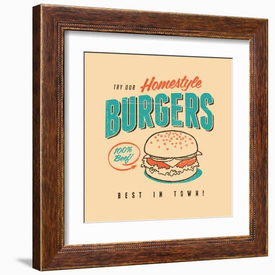 Vintage Design -  Homestyle Burgers-Real Callahan-Framed Art Print