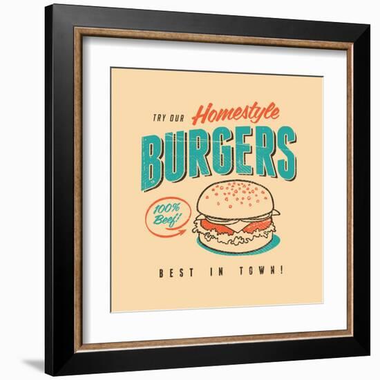 Vintage Design -  Homestyle Burgers-Real Callahan-Framed Art Print