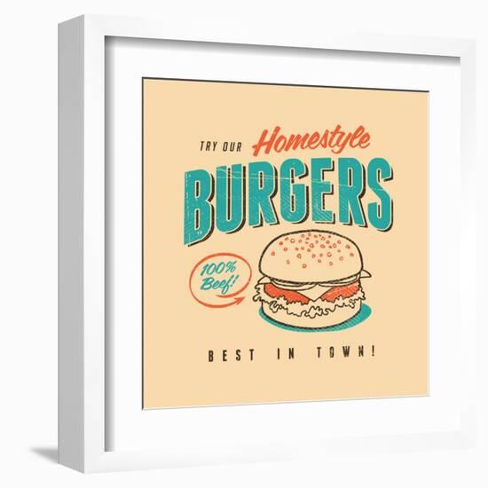 Vintage Design -  Homestyle Burgers-Real Callahan-Framed Art Print