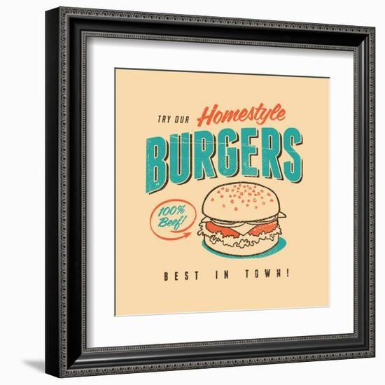 Vintage Design -  Homestyle Burgers-Real Callahan-Framed Art Print