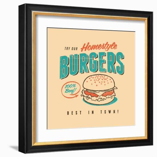 Vintage Design -  Homestyle Burgers-Real Callahan-Framed Art Print