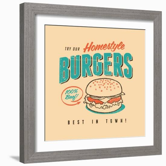 Vintage Design -  Homestyle Burgers-Real Callahan-Framed Art Print