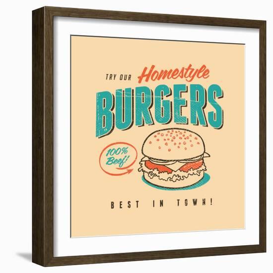 Vintage Design -  Homestyle Burgers-Real Callahan-Framed Art Print