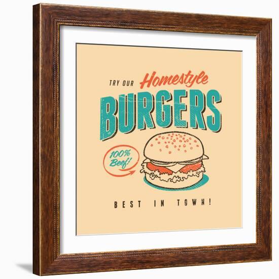 Vintage Design -  Homestyle Burgers-Real Callahan-Framed Art Print