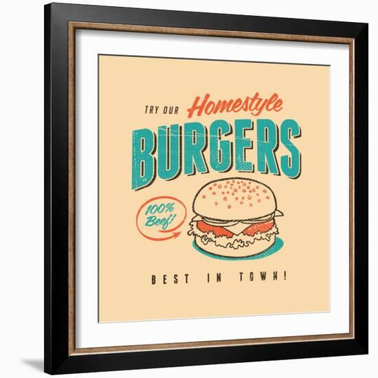 Vintage Design -  Homestyle Burgers-Real Callahan-Framed Art Print