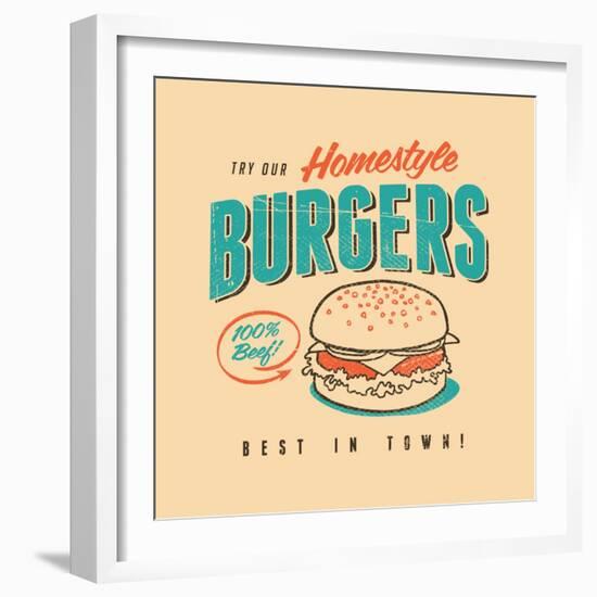 Vintage Design -  Homestyle Burgers-Real Callahan-Framed Art Print