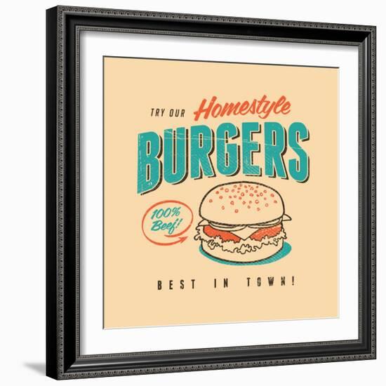 Vintage Design -  Homestyle Burgers-Real Callahan-Framed Art Print