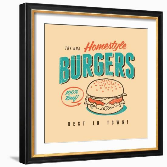 Vintage Design -  Homestyle Burgers-Real Callahan-Framed Art Print