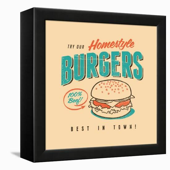 Vintage Design -  Homestyle Burgers-Real Callahan-Framed Stretched Canvas