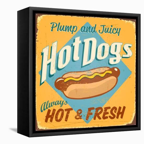 Vintage Design -  Hot Dogs-Real Callahan-Framed Stretched Canvas