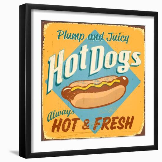 Vintage Design -  Hot Dogs-Real Callahan-Framed Art Print