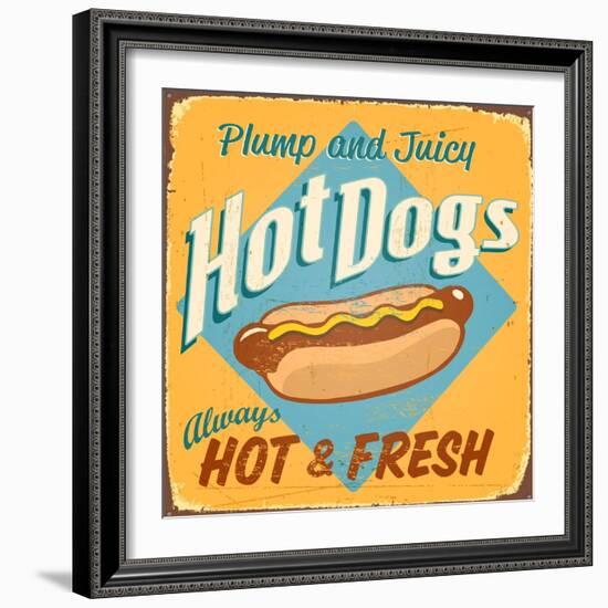 Vintage Design -  Hot Dogs-Real Callahan-Framed Art Print