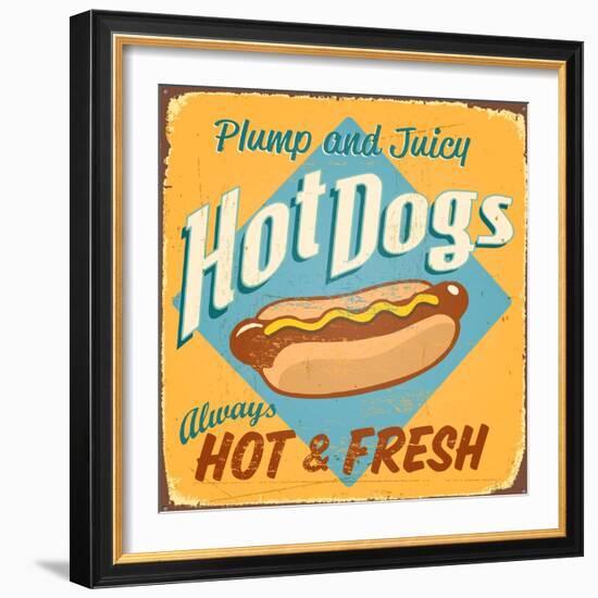 Vintage Design -  Hot Dogs-Real Callahan-Framed Art Print