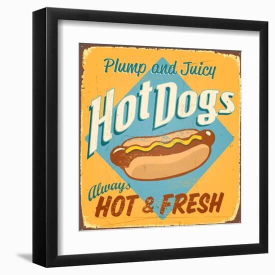 Vintage Design -  Hot Dogs-Real Callahan-Framed Art Print