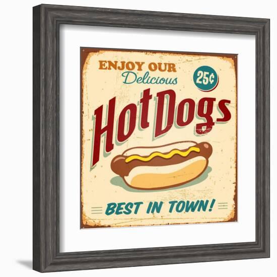 Vintage Design -  Hot Dogs-Real Callahan-Framed Art Print