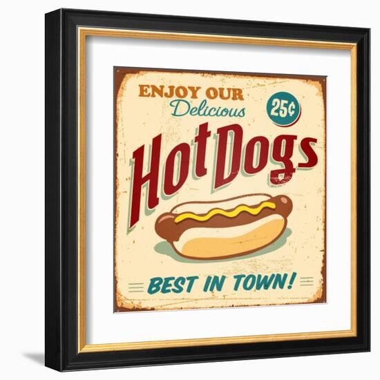 Vintage Design -  Hot Dogs-Real Callahan-Framed Art Print