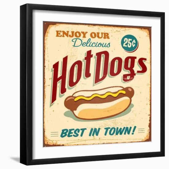 Vintage Design -  Hot Dogs-Real Callahan-Framed Art Print